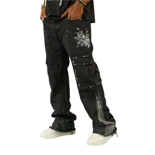 Urban Splatter Slim Flare Cargo Jeans ONLY