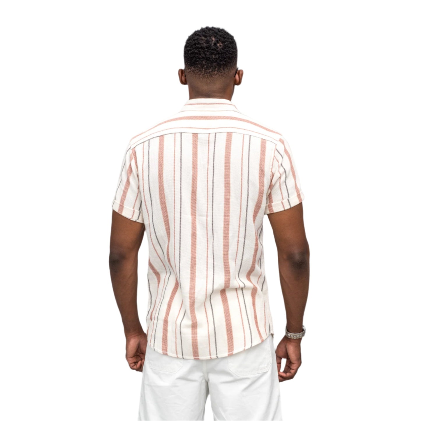 Striped Linen Button-Up Shirt ONLY