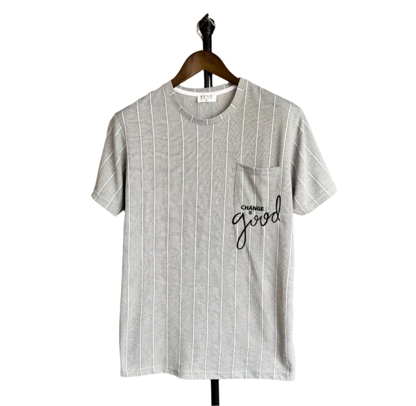 Men’s Knit Pocket Change I’d good Graphic Embroidered Tshirt