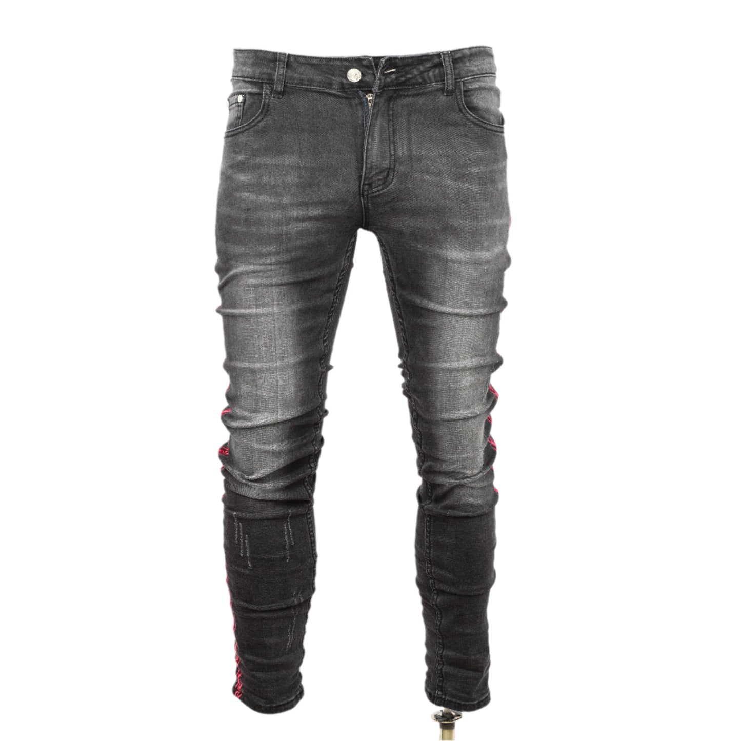 Men’s Distressed Side stripe Grey Skinny Jeans