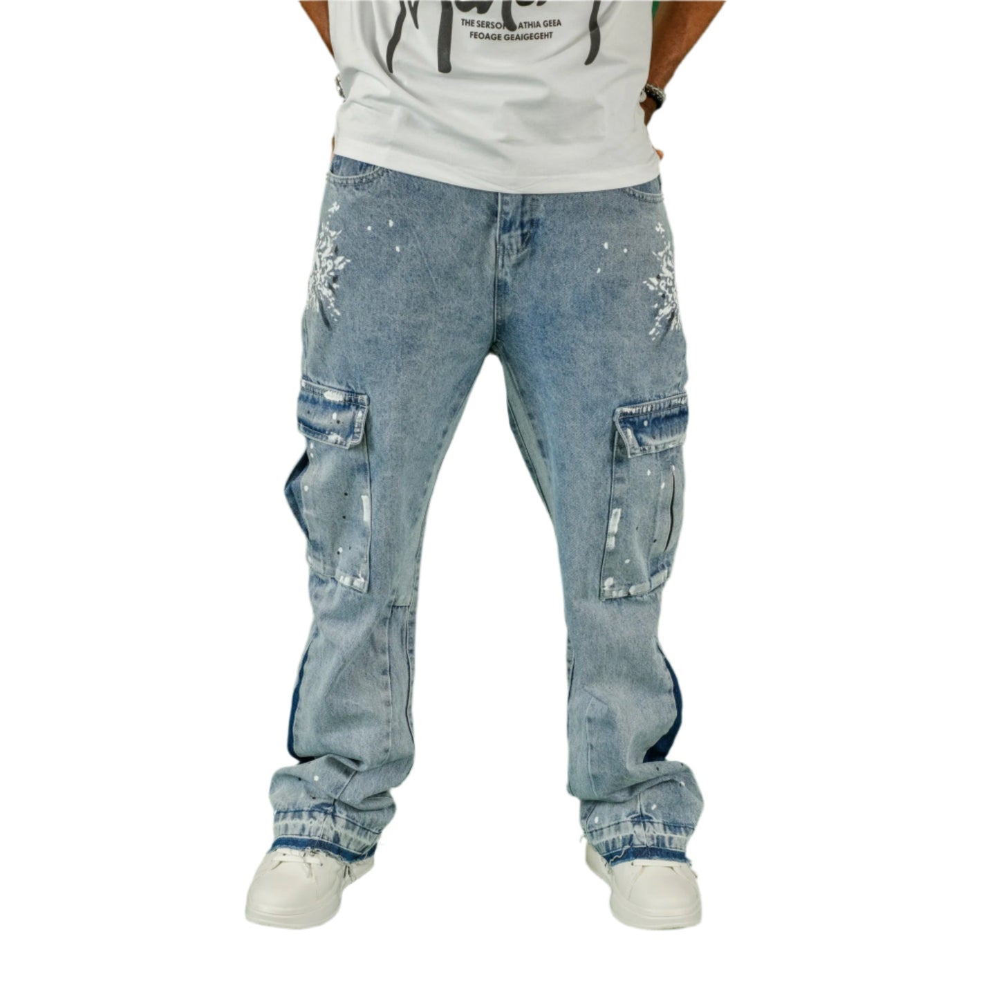 Urban Splatter Slim Flare Cargo Jeans ONLY